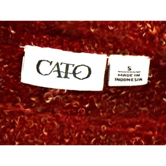 Cato Size S Rusted Red Boucle Fringe Mockneck Sweater Cozy Western Cowgirlcore - Picture 5 of 12